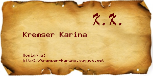 Kremser Karina névjegykártya
